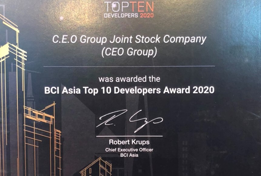 Top 10 chủ đầu tư hàng đầu năm 2020/2021 tại BCI Asia Awards - Tập đoàn CEO