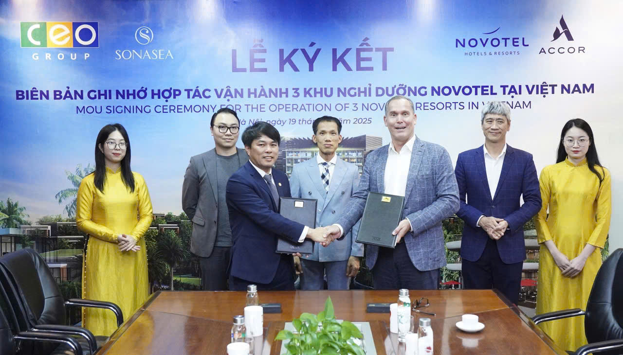 Tập đoàn CEO (CEO GROUP) và Tập đoàn ACCOR ký kết Biên bản ghi nhớ hợp tác vận hành chuỗi khu nghỉ dưỡng Novotel tại Việt Nam