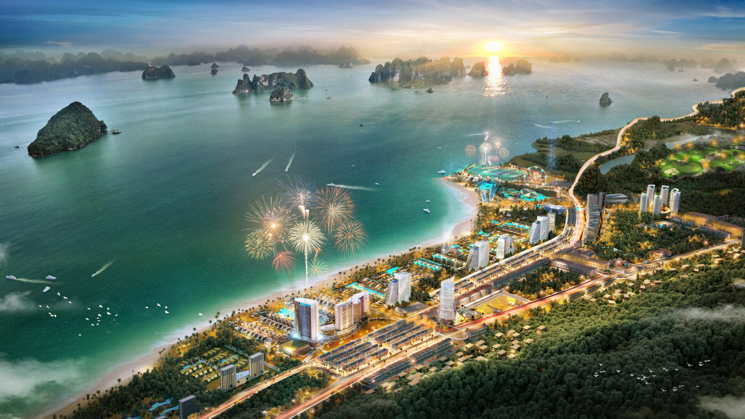 Sonasea Van Don Harbor City Tổng Thể đêm
